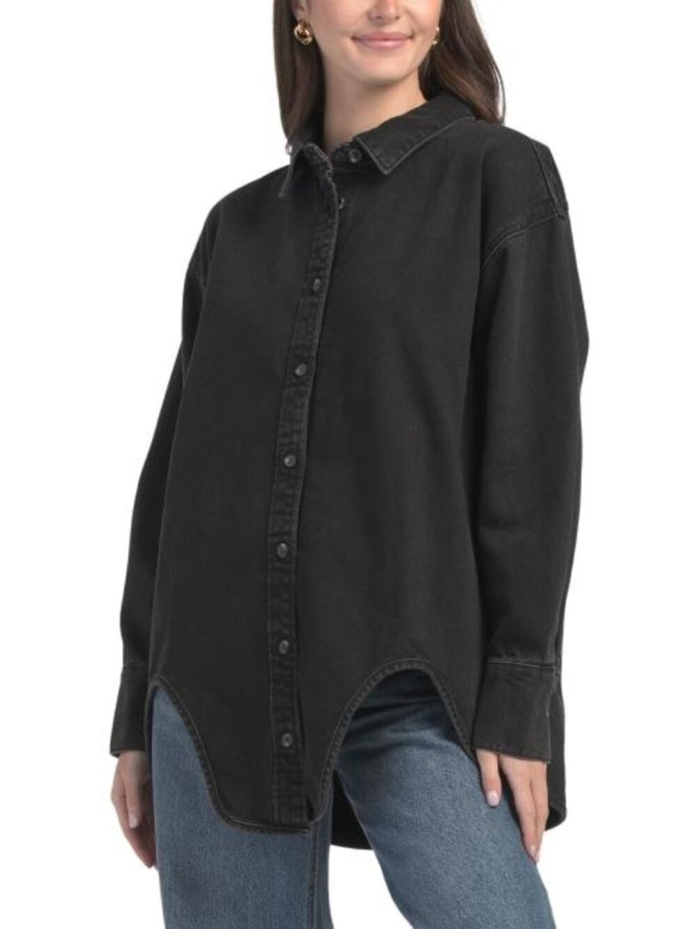 HUDSON Denim Shirt With Hem Detail